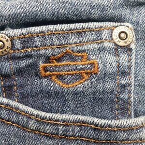 Harley Davidson Cropped Jeans 28"x23" Embroidered Logo Capri Cutoff